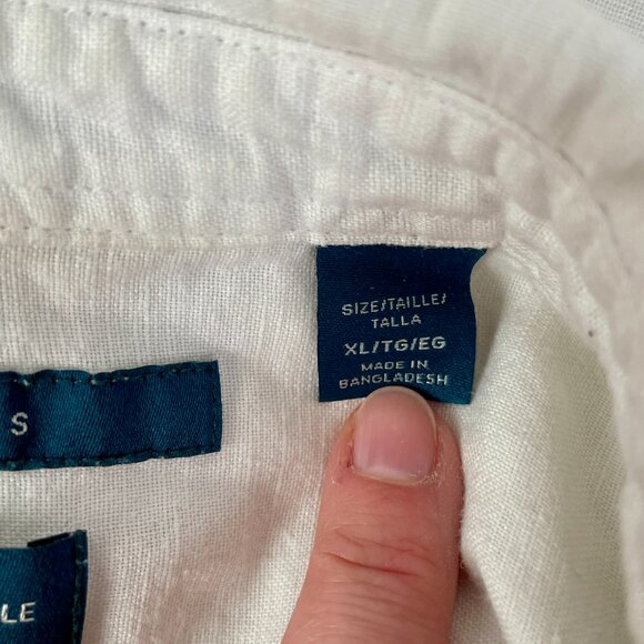 Perry Ellis White Linen Blend Short Sleeve Button Up Shirt, Size XL - Picture 6 of 7